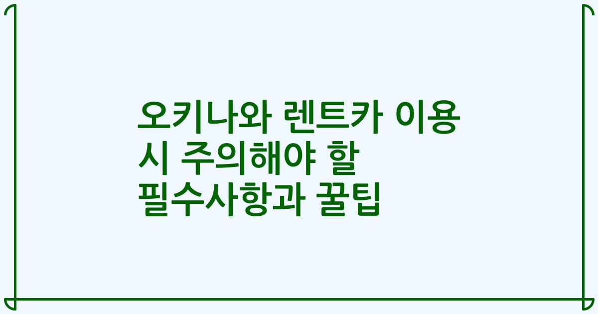 오키나와 렌트카 이용 시 주의해야 할 필수사항과 꿀팁