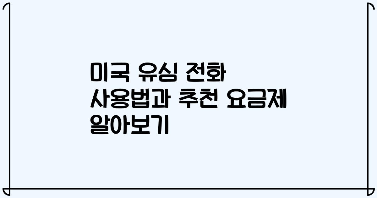 미국 유심 전화 사용법과 추천 요금제 알아보기