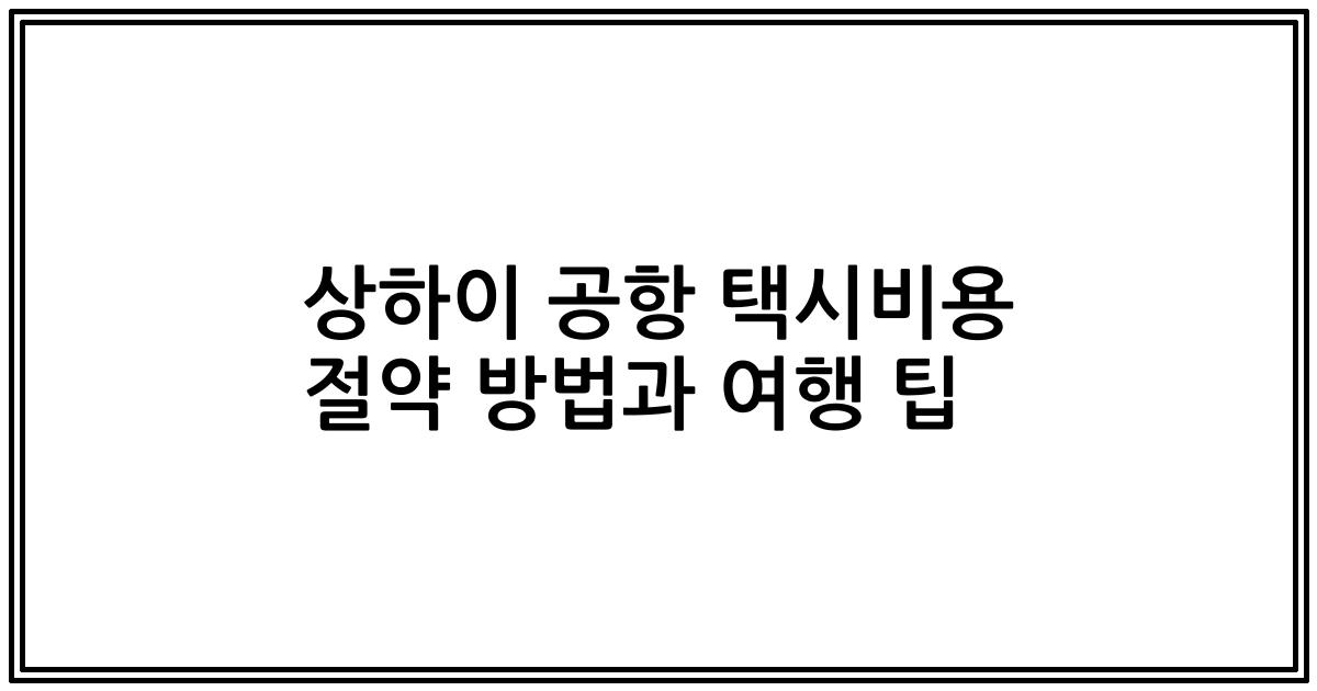 상하이 공항 택시비용 절약 방법과 여행 팁