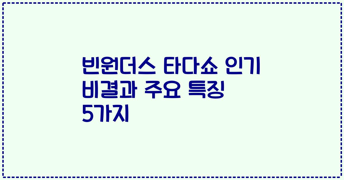 빈원더스 타다쇼 인기 비결과 주요 특징 5가지