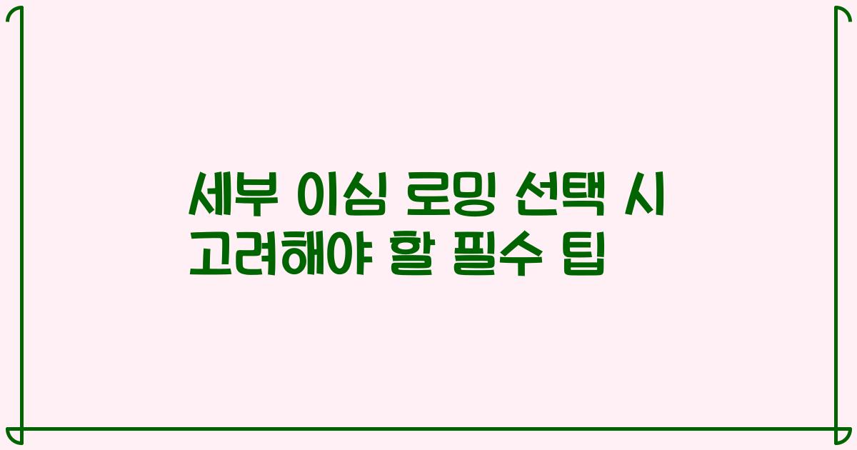 세부 이심 로밍 선택 시 고려해야 할 필수 팁